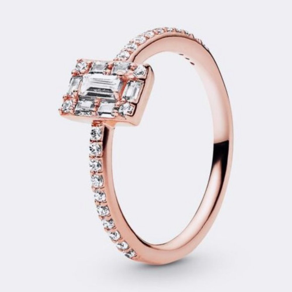 Pandora Sparkling Square Halo Ring